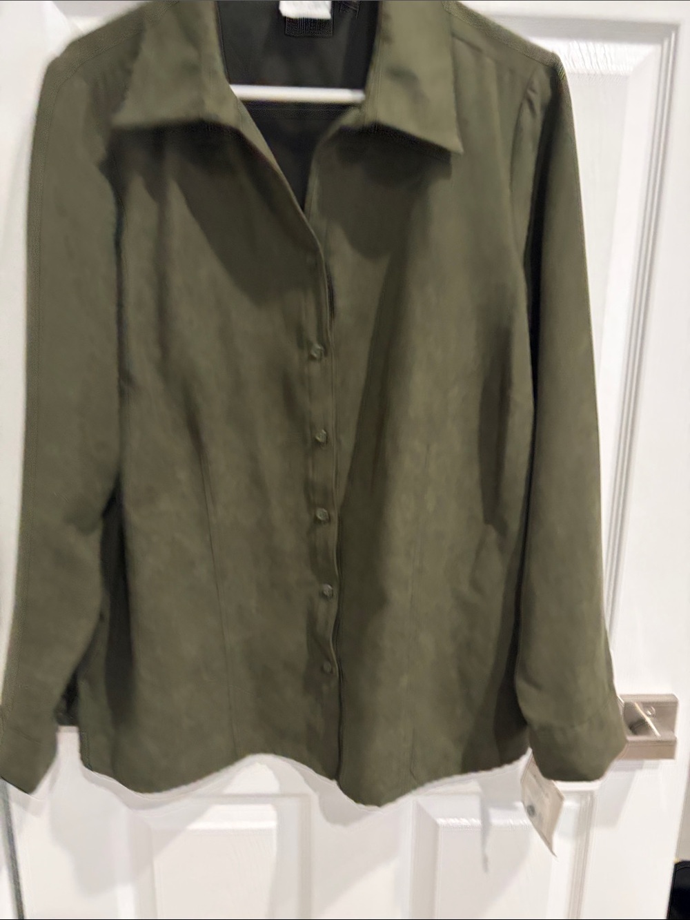 NWT ✨Sonoma Olive Green Faux Suede Women's Shirt